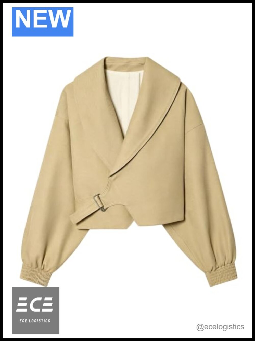 Womens Oversized Cropped Jacket Balloon Sleeve Casual Coat Loose Fit